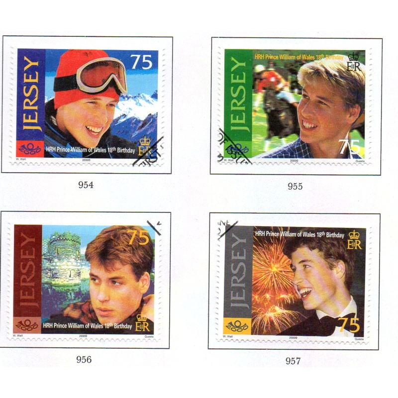 Jersey Sc 958-61  2000 18th Birthday Prince William stamp set used