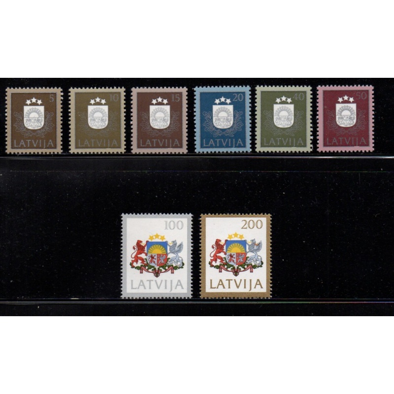 Latvia Sc 300-07 1991 Coat of Arms stamp set mint NH