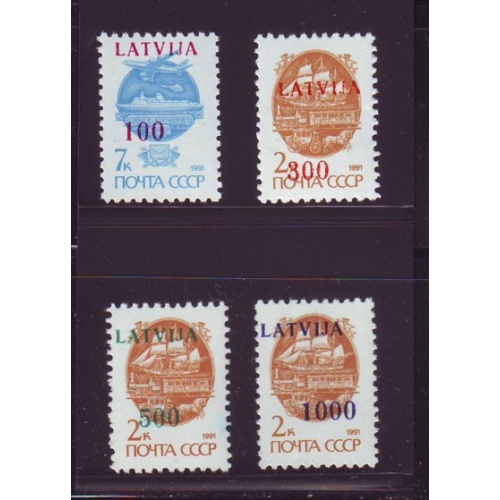 Latvia Sc 308-11 1991 Overprints on USSR stamps stamp set mint NH