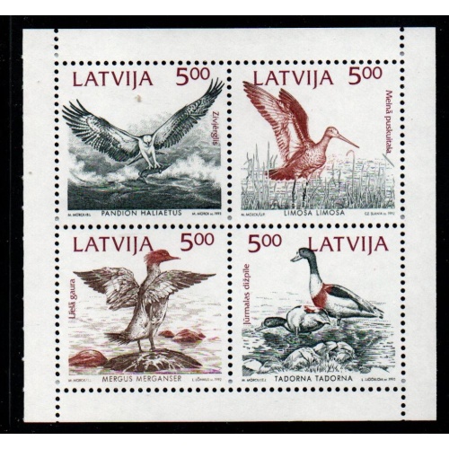 Latvia Sc 335a 1992 Baltic Birds stamp booklet pane mint NH