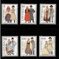 Latvia Sc 343-348 1993 Traditional Costumes stamp set mint NH