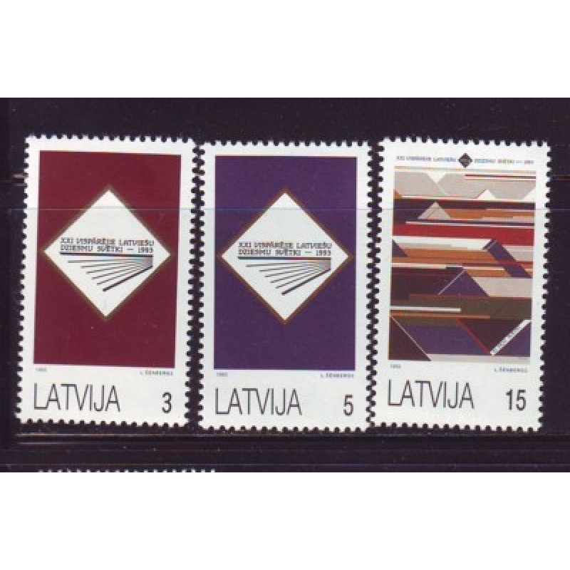 Latvia Sc  349-51  1993 Song Festival stamp set mint NH