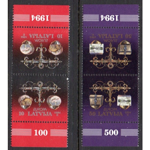 Latvia Sc 379a-380a 1994 Europa stamp set tete-beche pairs mint NH