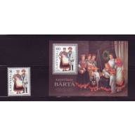 Latvia Sc 415-16 1996 Barta Folk Costumes stamp & souvenir sheet mint NH