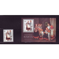 Latvia Sc 400-01 1995 Nica Folk Costumes stamp & souvenir sheet mint NH