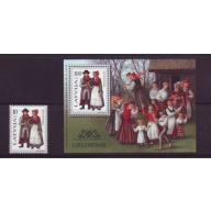 Latvia Sc 440-1 1997 Folk Costumes stamp & sheet mint NH