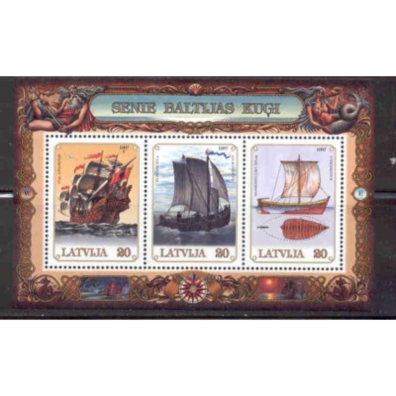 Latvia Sc 443-444 1997 Ships stamp set & sheet mint NH
