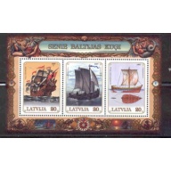 Latvia  Sc 444 1997 Old Baltic Ships stamp sheet mint NH