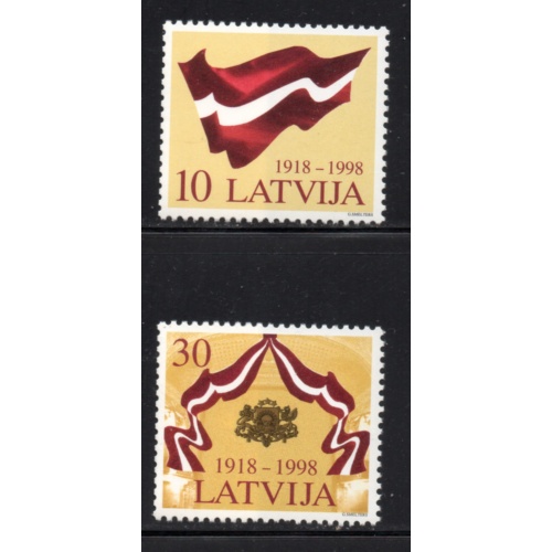 Latvia Sc 477-478 1998 80th Anniversary Indelendence stamp set  mint NH