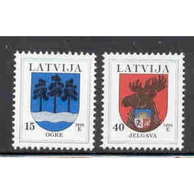 Latvia Sc 482-483 1999 Coats of Arms stamp set mint NH