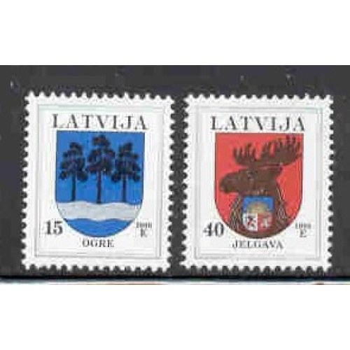 Latvia Sc 482-83 1999 Coats of Arms stamp set mint NH