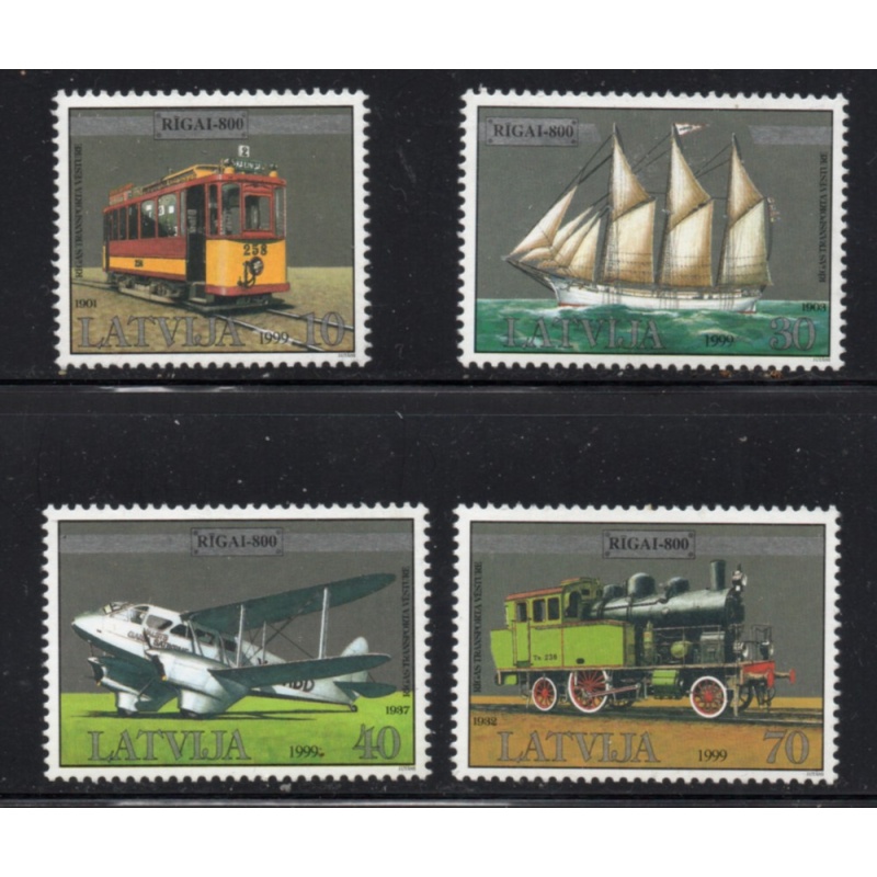 Latvia Sc 488-91 1999 Riga Anniversary,  transport, stamp set mint NH