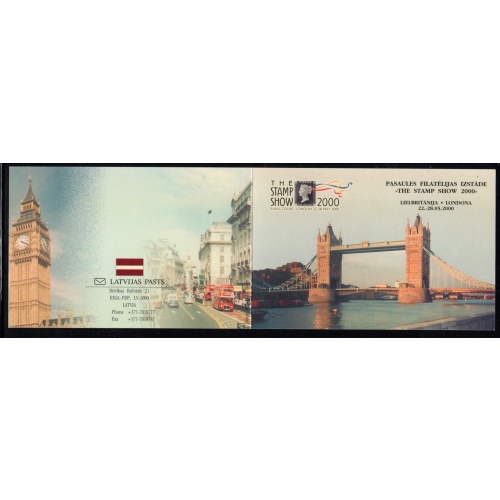 Latvia Sc 503 2000 London Stamp Show stamp booklet mint NH
