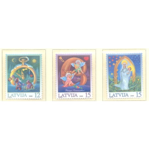 Latvia Sc 519-521 2000 Christmas stamp set mint NH