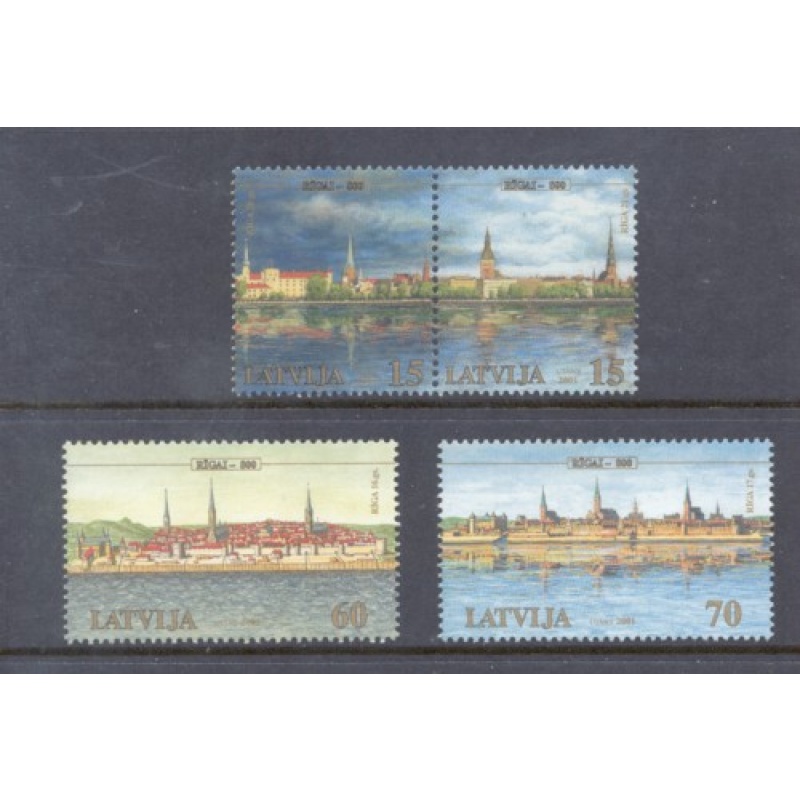 Latvia Sc 529-531 2001 Riga Anniversary stamp set mint NH