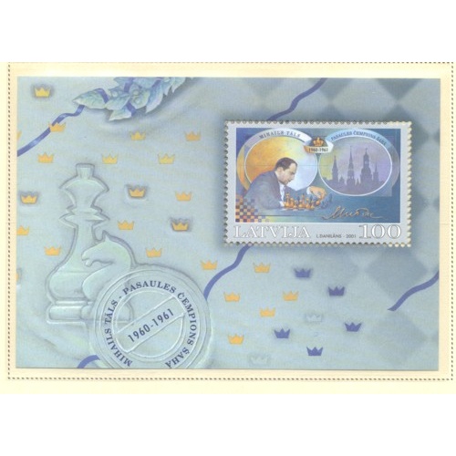 Latvia Sc 533 2001 Mikhail Tal Chess Champion stamp sheet mint NH