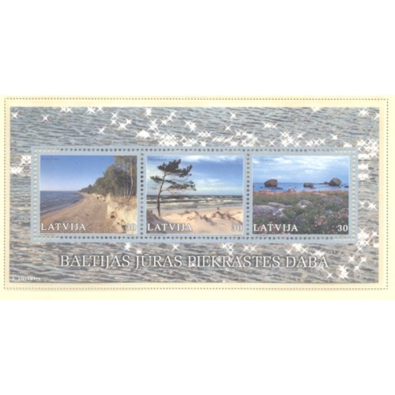 Latvia Sc 534-535  2001 Baltic Shores stamp & sheet mint NH