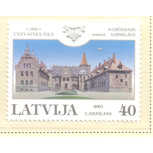Latvia Sc 536 2001 Cesvaines Castle stamp mint NH