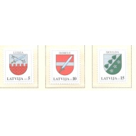 Latvia Sc 543-545 2002 Coats of Arms stamp set mint NH