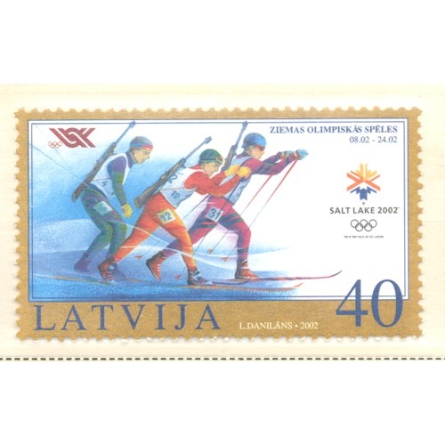 Latvia Sc 546 2002 Salt Lake Winter Olympics stamp mint NH