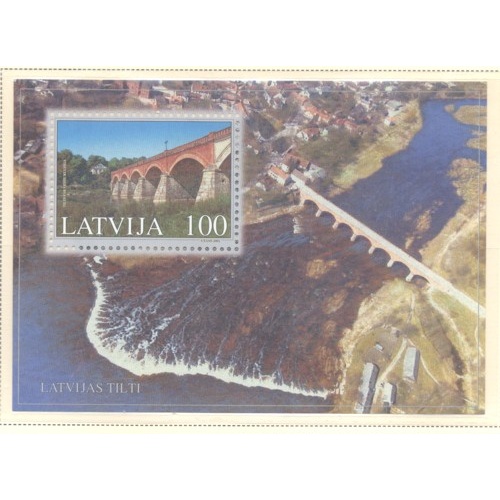Latvia Sc 557 2002 Venta River Bridge stamp sheet mint NH