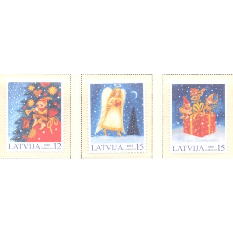 Latvia Sc 561-563 2002 Christmas stamp set mint NH