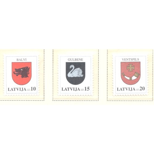 Latvia Sc 565-567 2003 Town Coats of Arms stamp set mint NH