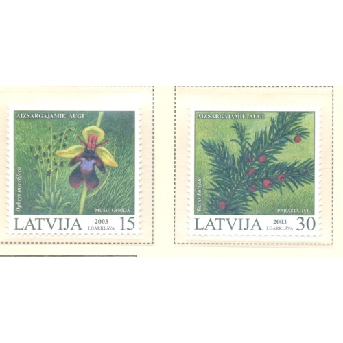 Latvia Sc 568-569 2003 Endangered Plants stamp set mint NH
