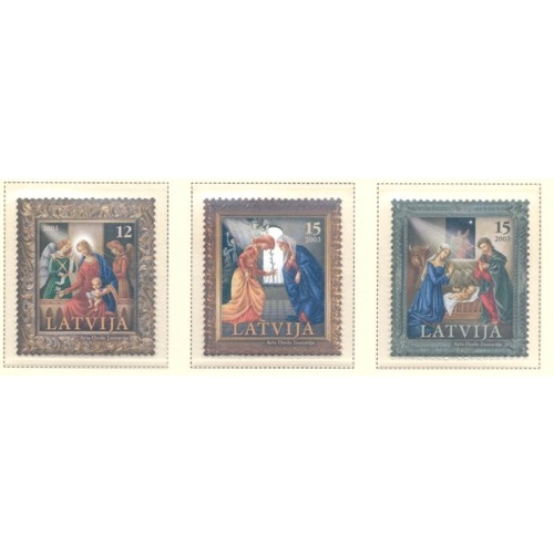 Latvia Sc 581-83 2003 Christmas stamp set mint NH