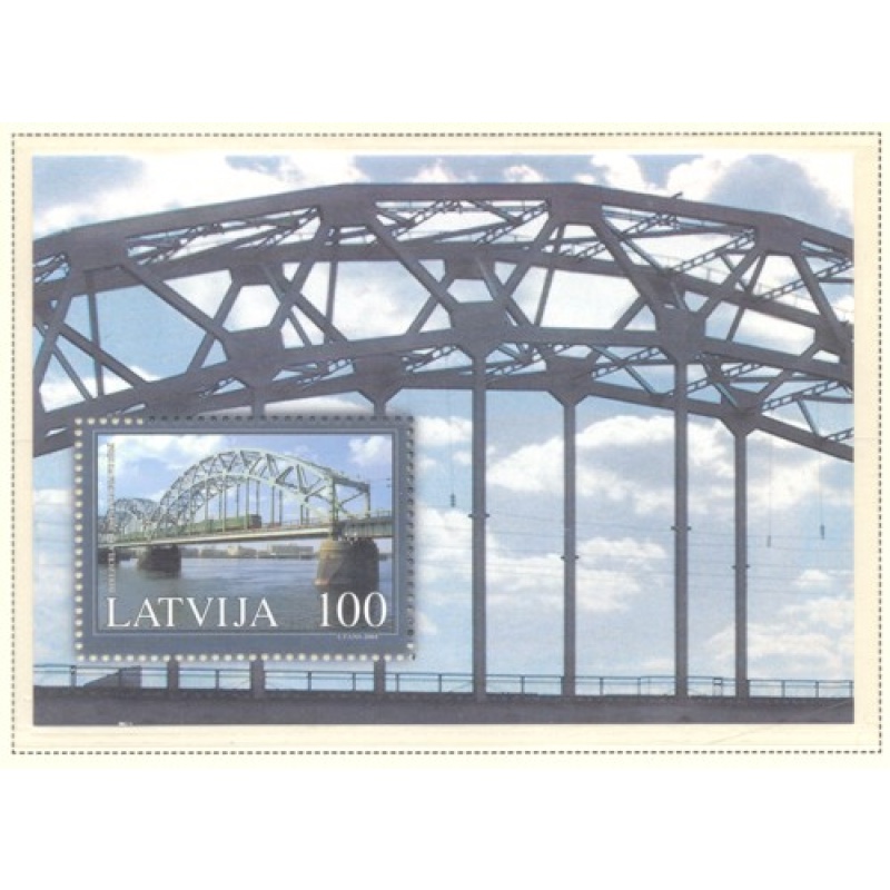 Latvia Sc 599 2004 Dzelzcela Bridge stamp sheet mint NH