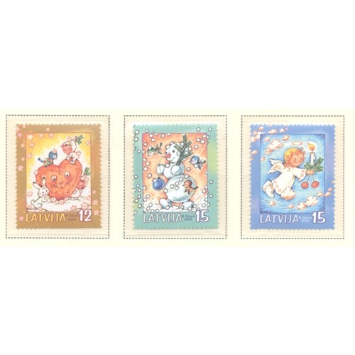Latvia Sc 605-07 2004 Christmas stamp set mint NH