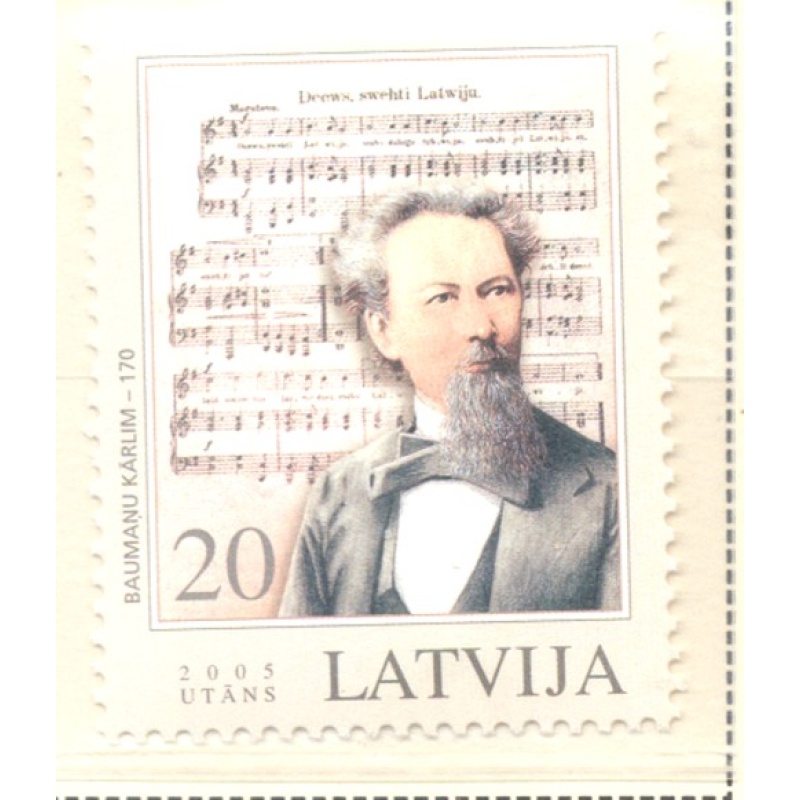 Latvia Sc 618 2005 Karlis National Anthem stamp mint NH