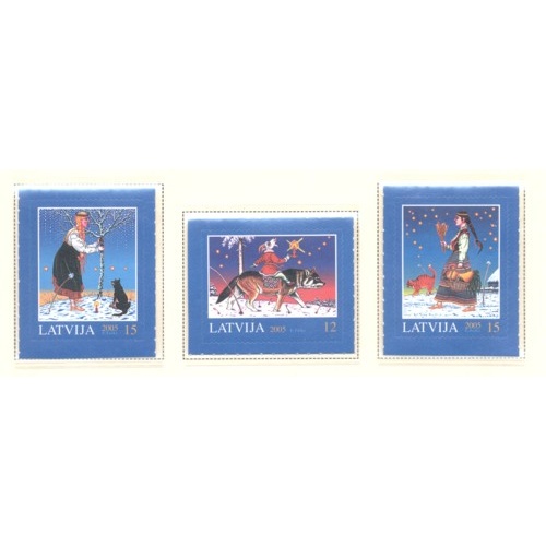 Latvia Sc 630-632 2005 Christmas stamp set mint NH
