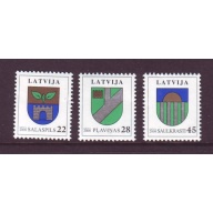 Latvia Sc 696-698 2008 Coats of Arms stamp set mint NH