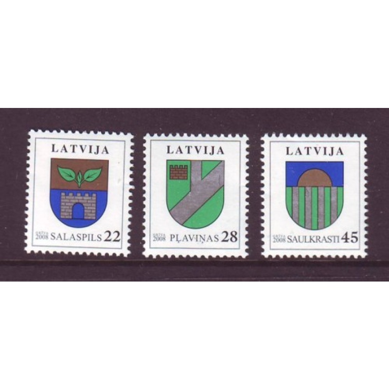 Latvia Sc 696-698 2008 Coats of Arms stamp set mint NH