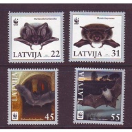 Latvia Sc 703-706 2008 Bats WWF stamp set mint NH