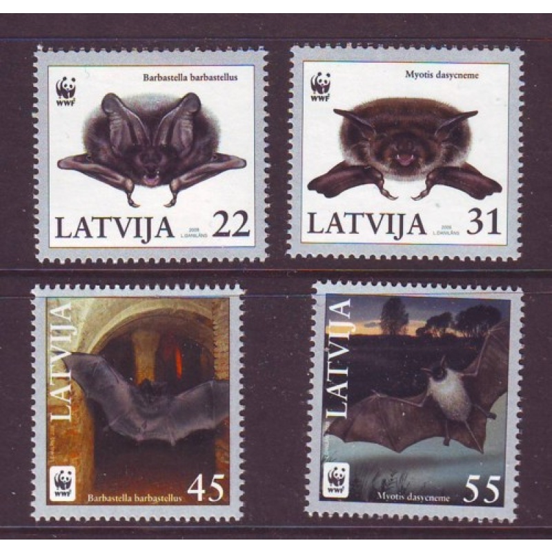 Latvia Sc 703-706 2008 Bats WWF stamp set mint NH