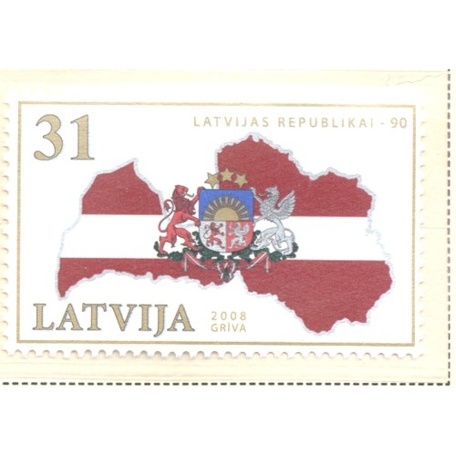 Latvia Sc 723 2008 90th Anniversary Republic stamp mint NH