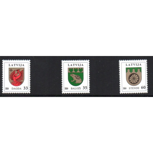 Latvia Sc 726-728 2009 Coats of Arms stamp set mint NH