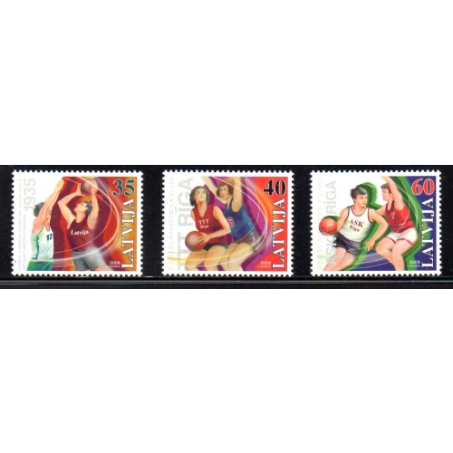 Latvia Sc 735-738 2009 Basketball stamp set & Sheet mint NH