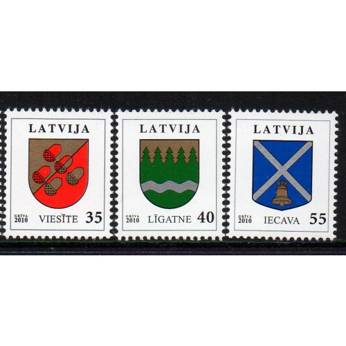 Latvia Sc 753-755 2010 Coats of Arms stamp set mint NH