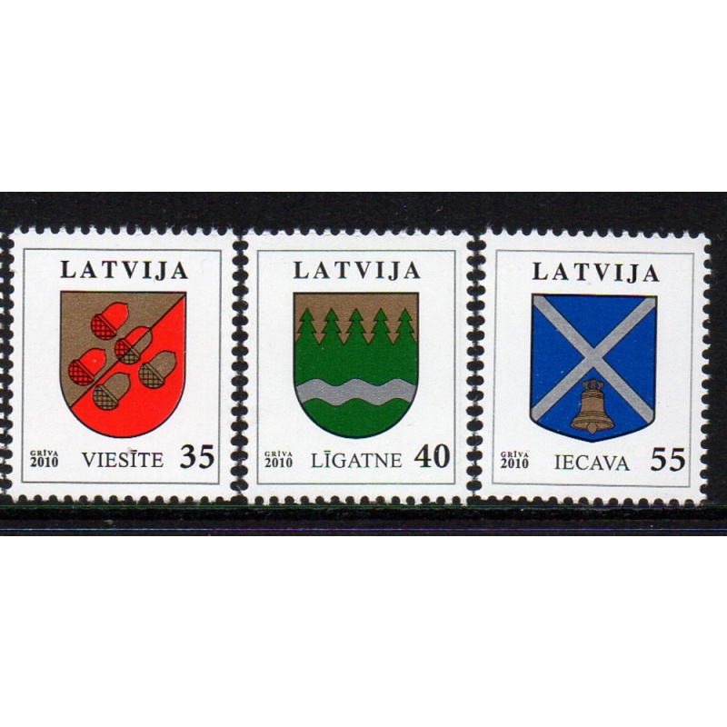 Latvia Sc 753-755 2010 Coats of Arms stamp set mint NH