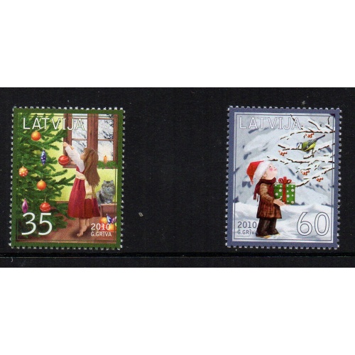 Latvia Sc 773-774 2010 Christmas stamp set mint NH