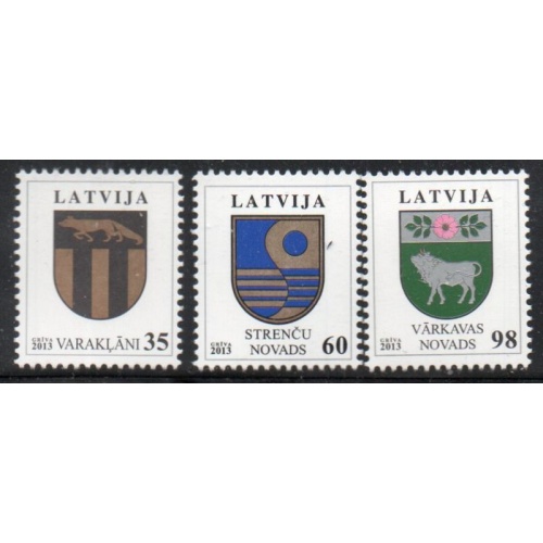 Latvia Sc 824-826 2013 Coats of Arms stamp set mint NH