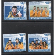 Latvia Sc 877-880  2014 Latvian Olympic Medal Winners stamp set  mint NH