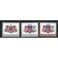 Latvia Sc 901-903 2015 Riga & National Coats of Arms stamp set mint NH