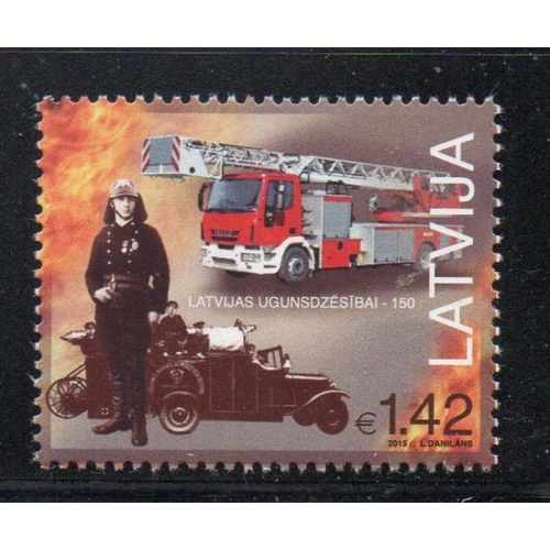 Latvia Sc 912 2015 Fire Services Anniversary stamp mint NH