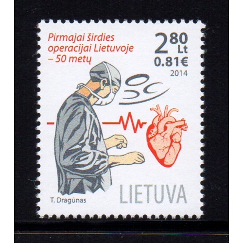 LIthuania Scott 1035 2014 Open Heart Surgery stamp mint NH