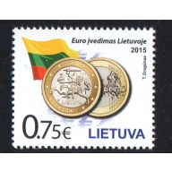 LIthuania Scott 1038 2015 Introduction of Euro stamp mint NH