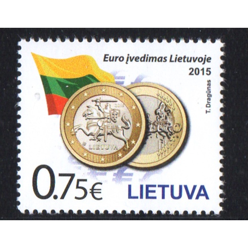 LIthuania Scott 1038 2015 Introduction of Euro stamp mint NH